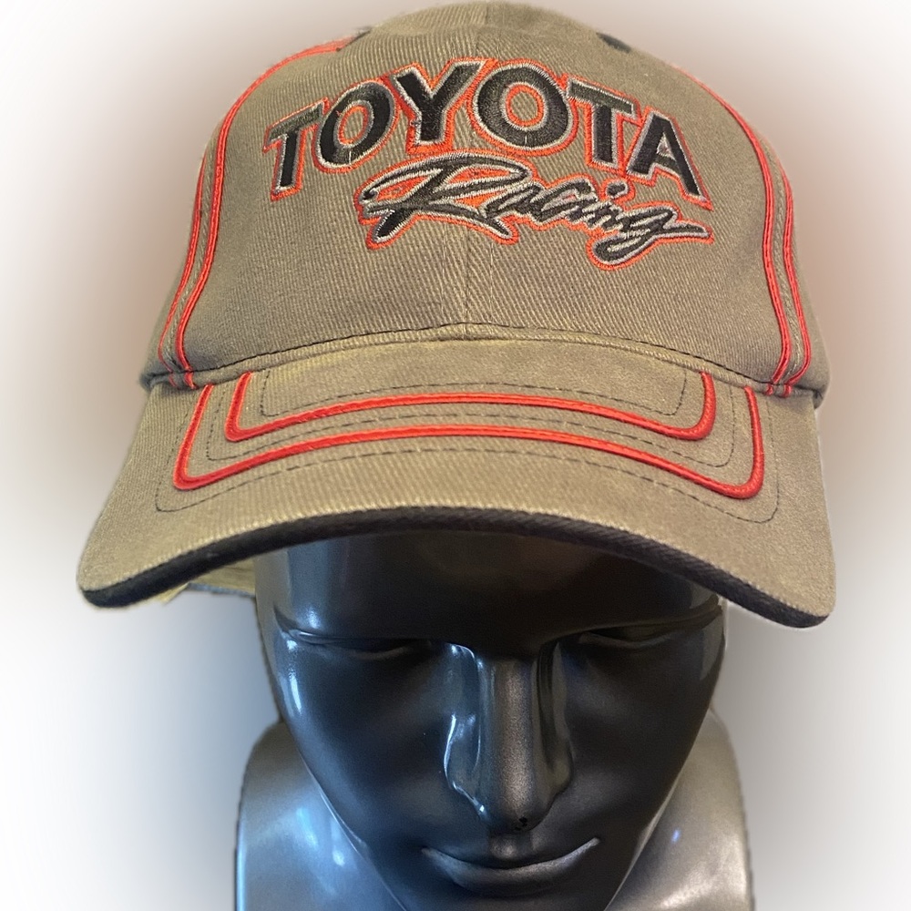 Toyota Racing Hat Gray And Red Checkered Flag Sports